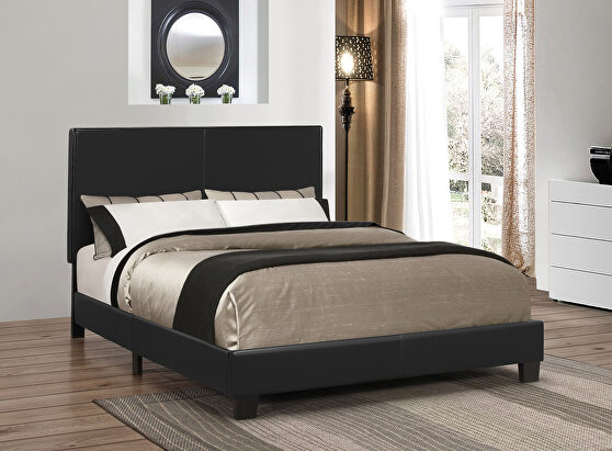 Upholstered platform black queen bed