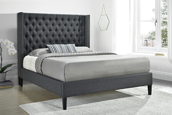 Charcoal fabric full bed