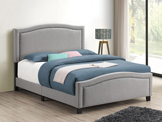 Mineral linen-like fabric queen bed in casual style