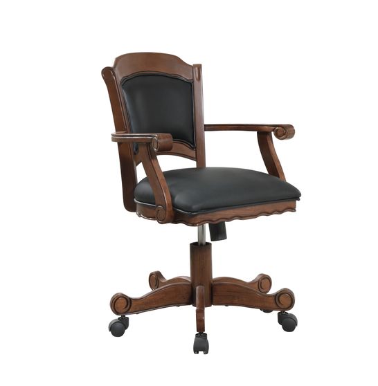 Casual black and tobacco upholstered game chair
