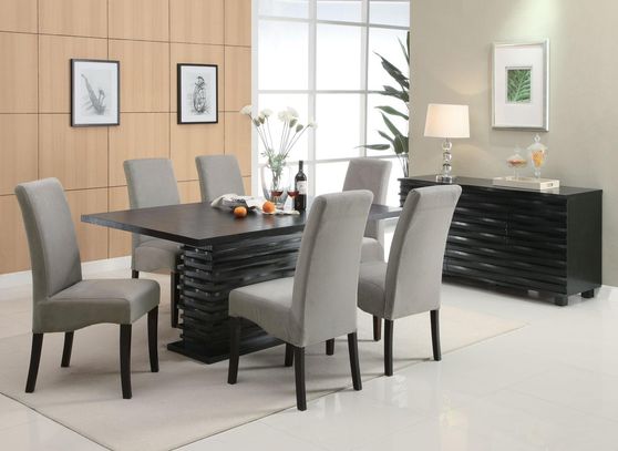 Ash veneers wave pattern espresso dining table