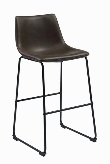 Industrial brown faux leather bar stool