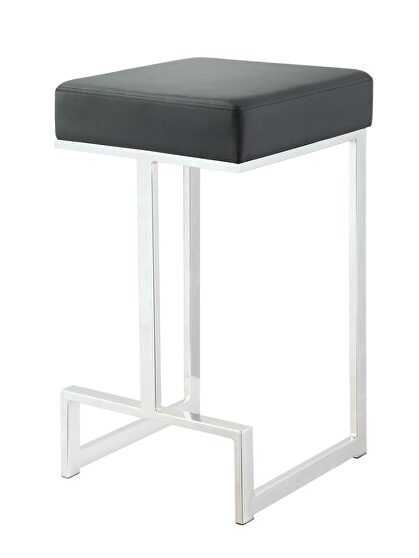 Contemporary chrome and black counter-height stool