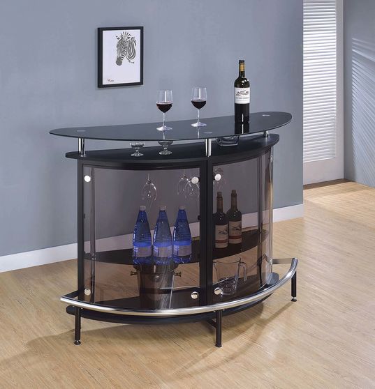 Circled bar unit in gray smoked glass