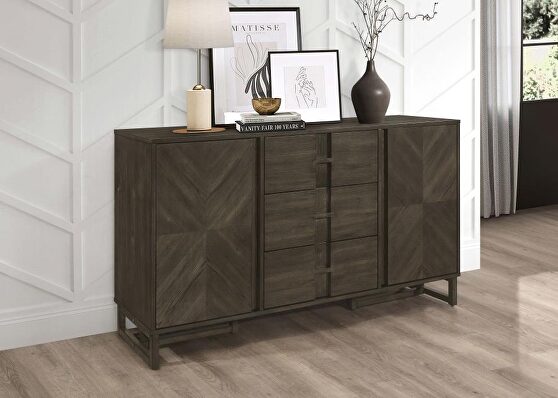 3-drawer storage dining sideboard server dark grey