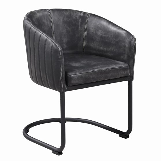 Anthractite leather side chair
