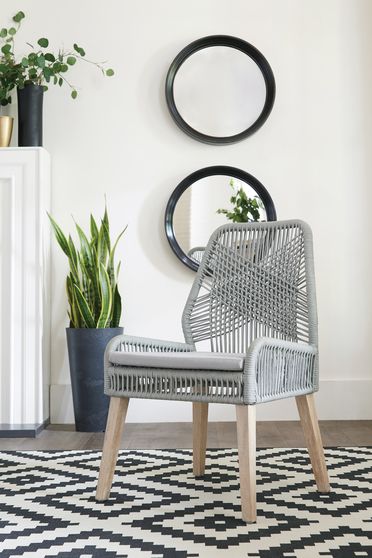 Dining chair in gray rope / fabric