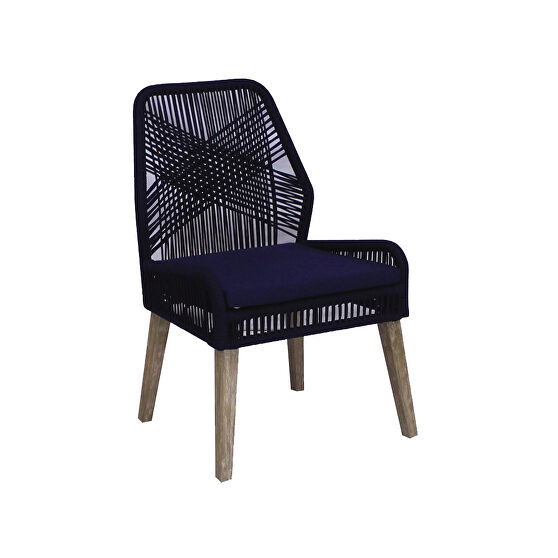 Navy rope & fabric upholstery side chair