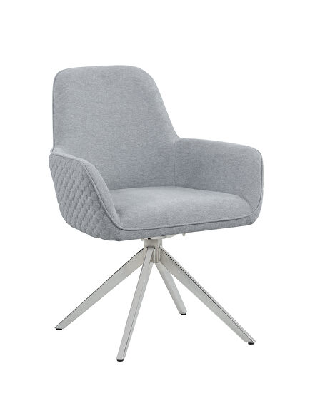 Gray honeycomb quilted fabric dining chair
