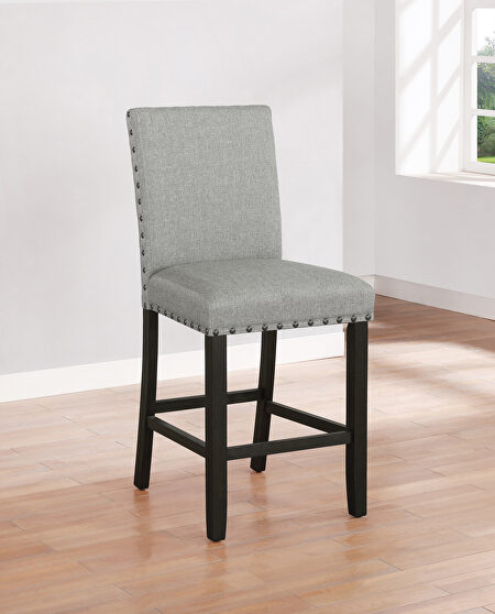 Upholstered in soft and durable woven fabric in gray counter ht chair