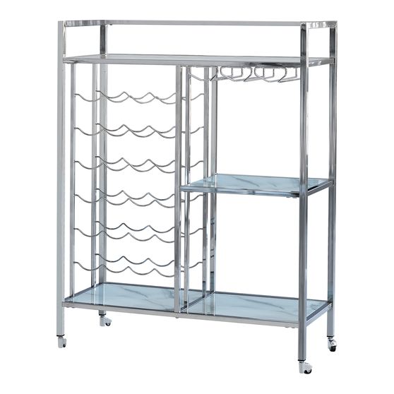 Serving cart w/ frosted glass and metal