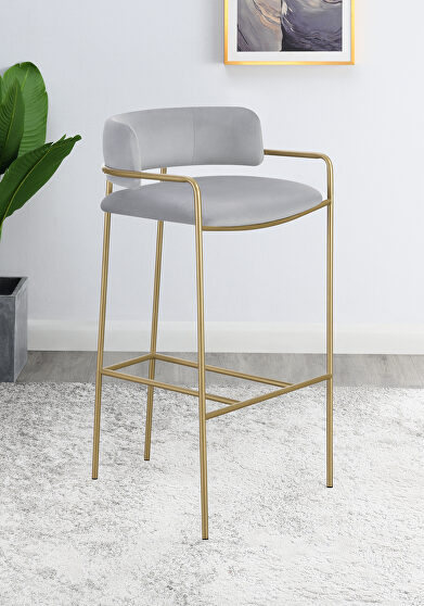 Gray velvet upholstery bar stool