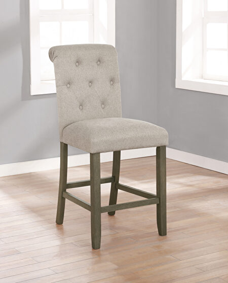 Beige linen-like fabric upholstery counter ht chair