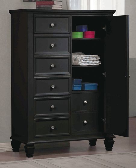 Black door dresser with concealed storage
