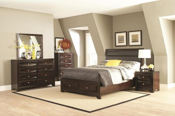 Contemporary bed w/ storage in brown