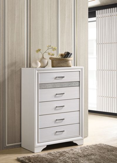 Modern five-drawer chest with hidden jewelry tray