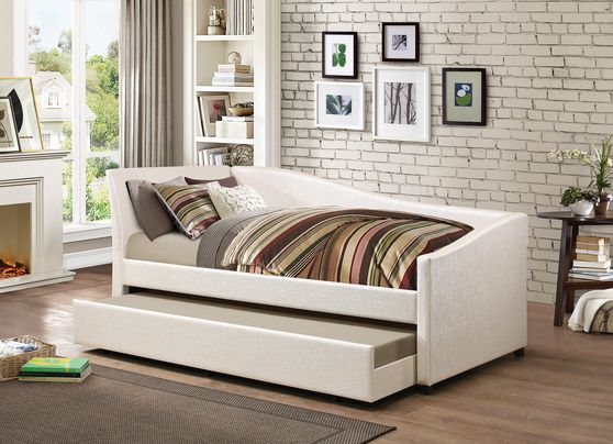 Twin daybed w/ trundle in ivory leatherette