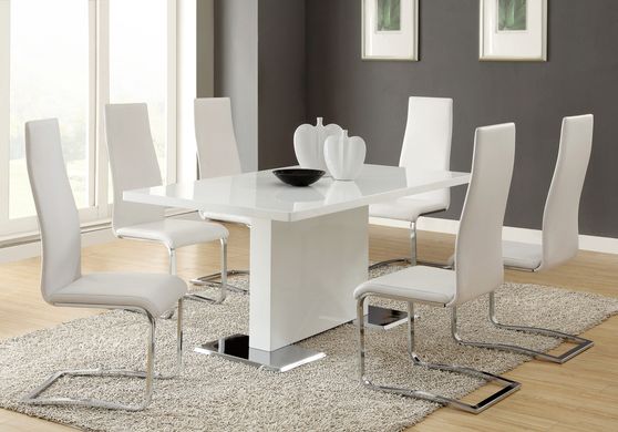 Chrome metal base white lacquer table