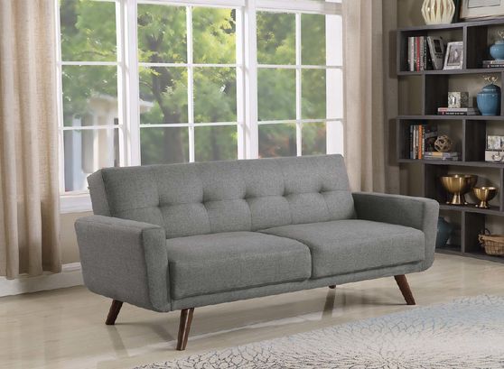 Mid-century modern grey and walnut sofa bed