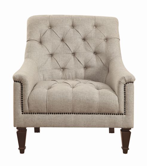 Traditional beige fabric tufted chair
