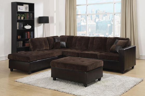 Two-toned casual espresso sectional sofa