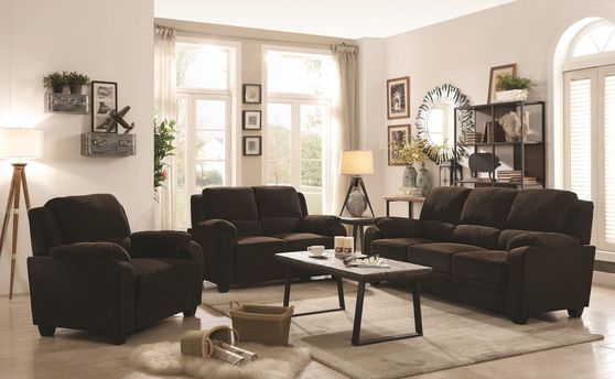 Chocolate chevron fabric comfy living room set
