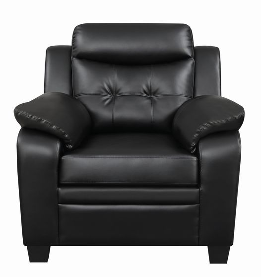 Black leatherette chair in casual style