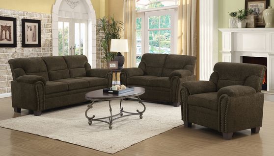 Brown chenille fabric casual style couch