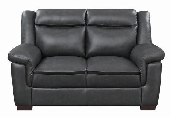 Black leatherette casual style loveseat
