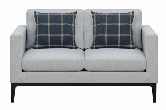 Light gray woven textrure fabric casual style loveseat