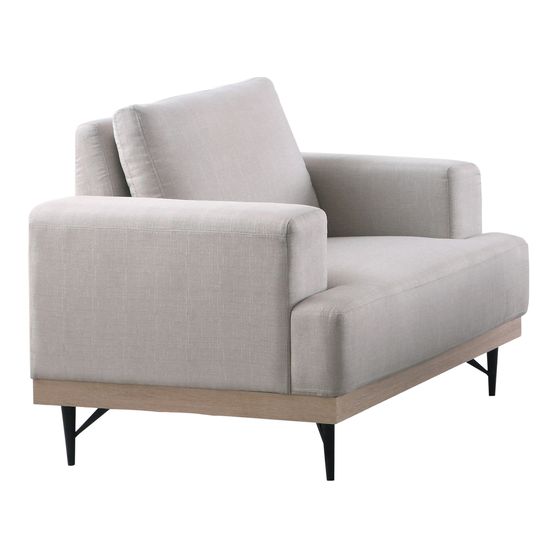 Light beige faux linen fabric contemporary chair