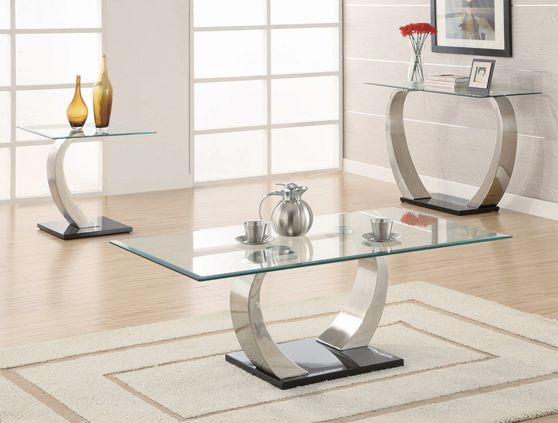Contemporary chrome-plated coffee table w/ glass