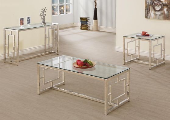 Rectangular glass metal base coffee table