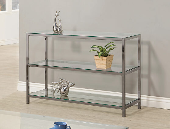 Contemporary black nickel sofa table