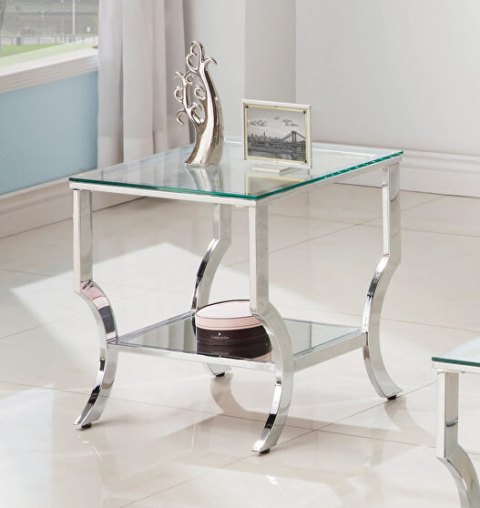 Contemporary chrome side table