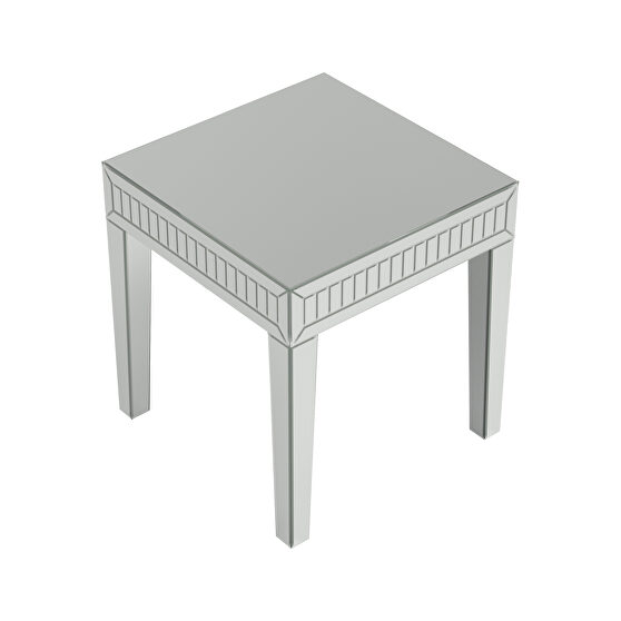 Side table in silver mirrored contemporary style