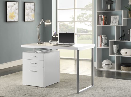 Contemporary white writing desk