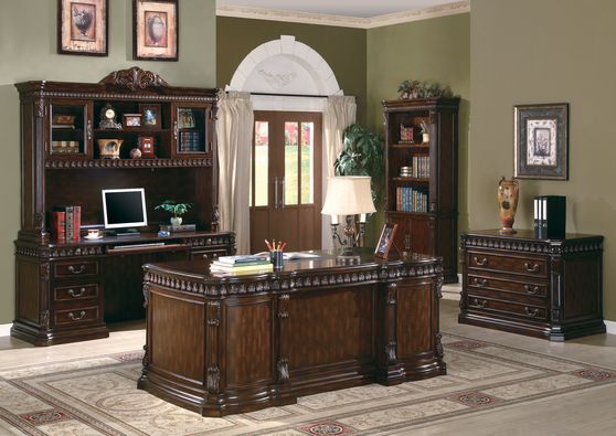 Tucker traditional rich brown executive desk