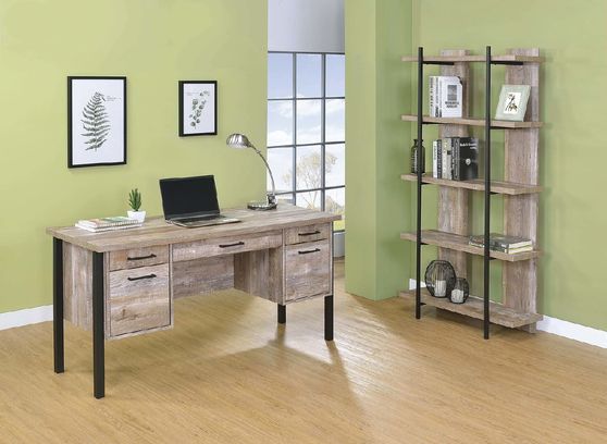 Rustic weathered oak office desk