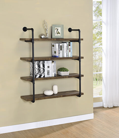 Rustic oak driftwood finish wall shelf