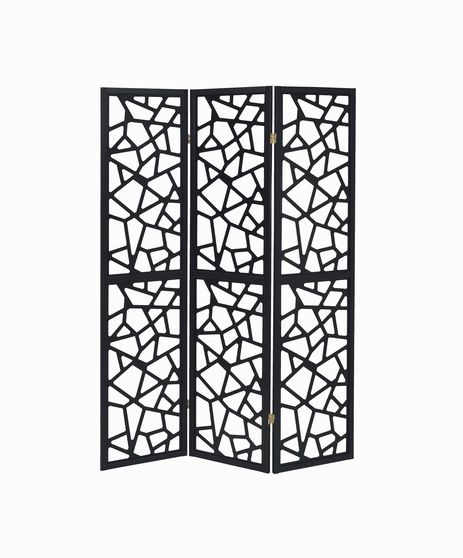 Transitional black three-panel screen