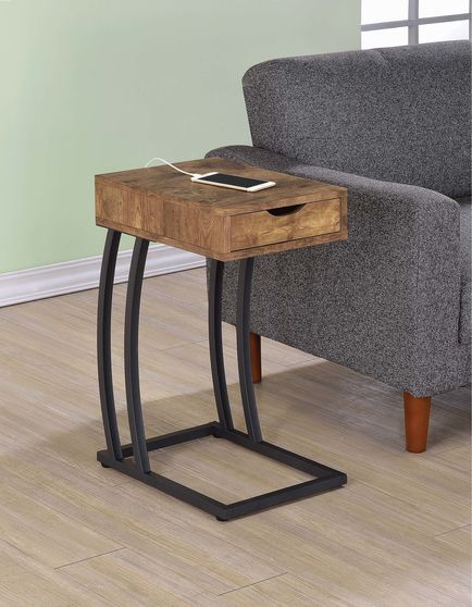 Industrial antique nutmeg accent table