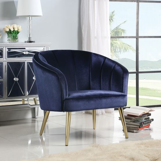 Gold legs / blue velvet elegant accent chair