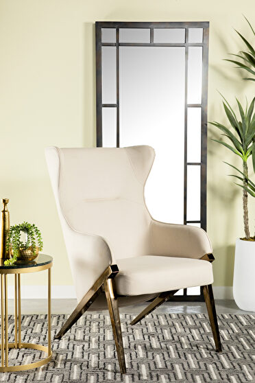 Cream micro-denier leatherette accent chair