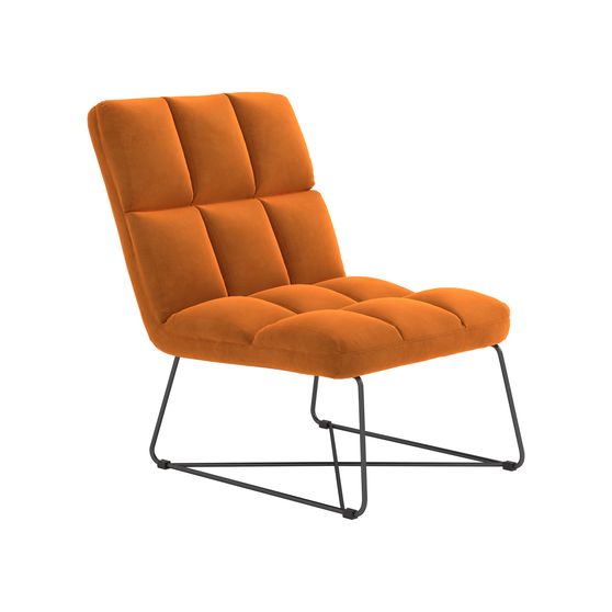Burnt orange velvet contemporary accent chair
