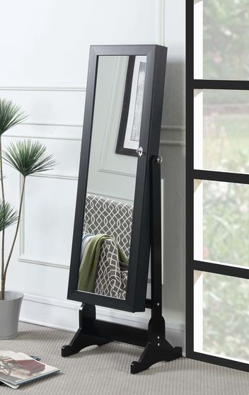 Transitional black jewelry cheval mirror