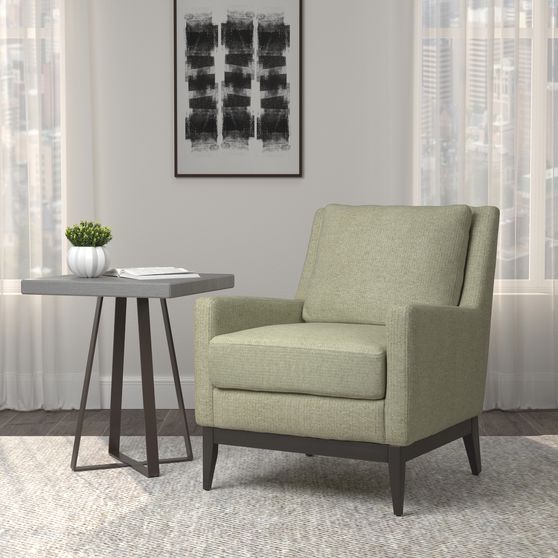 Accent chair in sage green linen-like fabric