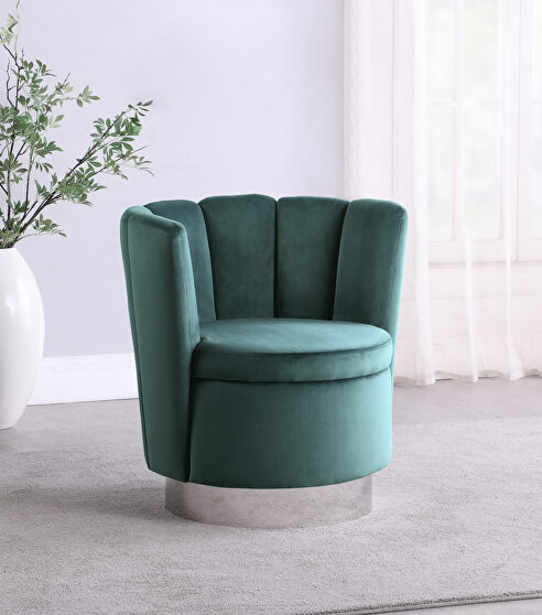 Soft luxurious teal velvet swivel chair
