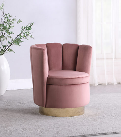 Soft luxurious rose velvet swivel chair