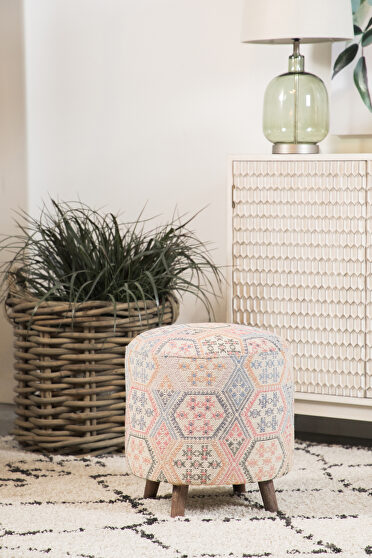 Light pastel multi-color patterned accent stool